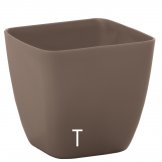 square cover pot in plastic verve taupe colour
